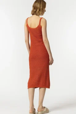 Tiffosi Vestido Midi Punto Con Aros Naranja Online