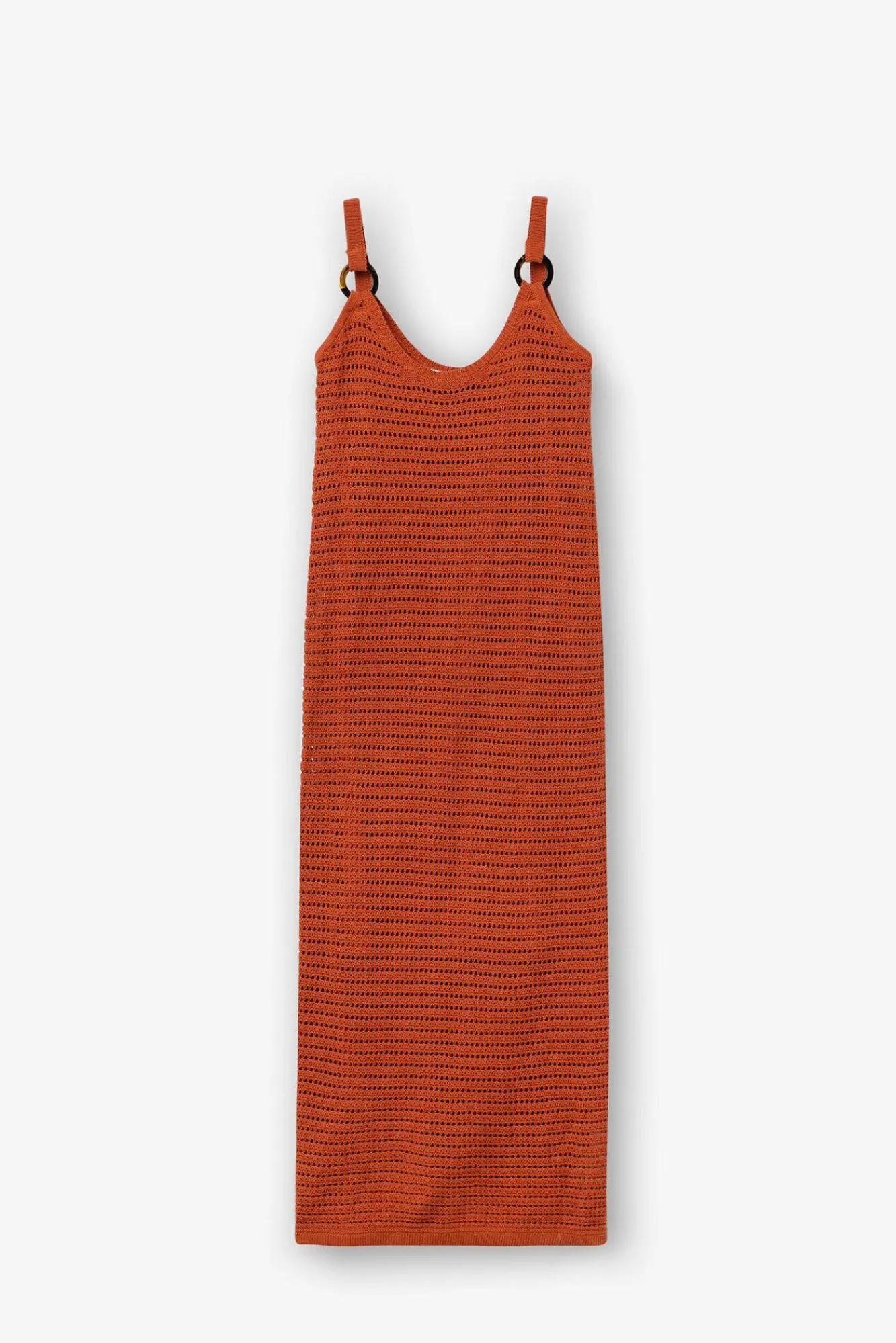 Tiffosi Vestido Midi Punto Con Aros Naranja Online