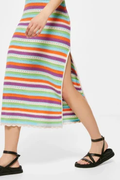 * Vestido Midi Punto Rayas Verde Online