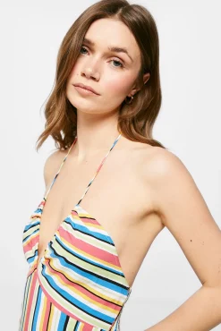 * Vestido Midi Rayas Multicolor Rosa New