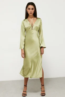 High Spirits Vestido Midi Satinado Verde Best