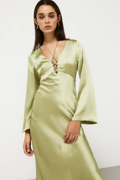 High Spirits Vestido Midi Satinado Verde Best