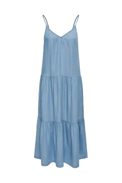 JDY Vestido Midi Sin Mangas Lyocell Azul Claro Hot