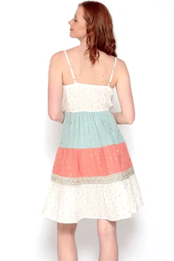 Brave Soul Vestido Midi Tricolor Estampado De Oro Estampado Tostado Hot