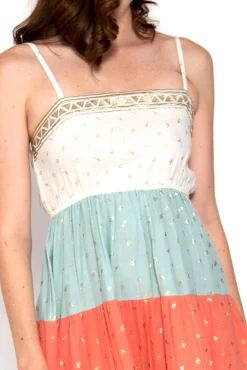 Brave Soul Vestido Midi Tricolor Estampado De Oro Estampado Tostado Hot