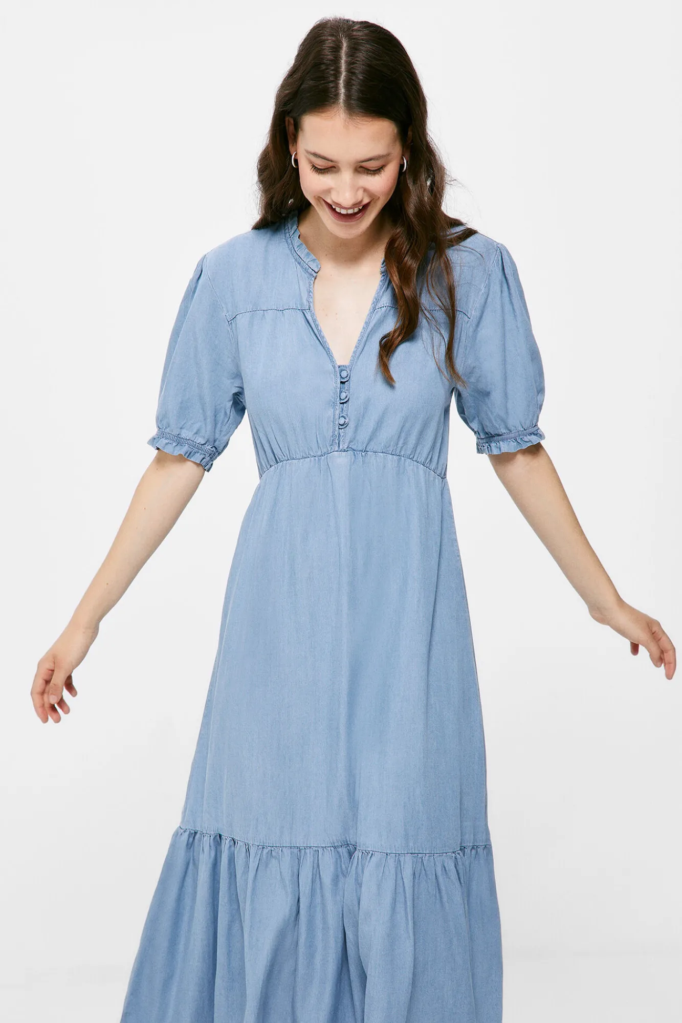 * Vestido Midi Vaquero Tencel Azul Medio Sale