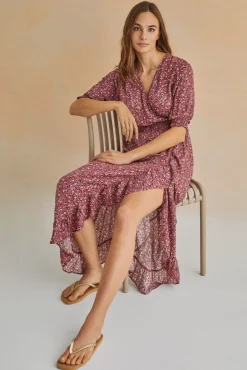 Women'secret Vestido Midi Volantes Rosa Estampado Hot