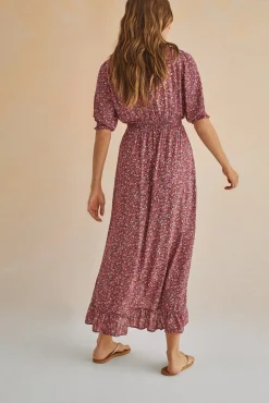 Women'secret Vestido Midi Volantes Rosa Estampado Hot