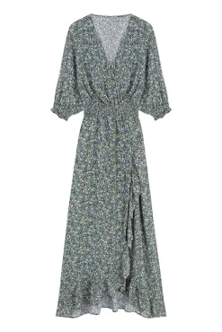 Women'secret Vestido Midi Volantes Verde Estampado New