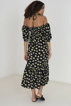 Brave Soul Vestido Midi Y Estampado Negro Outlet