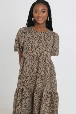 Brave Soul Vestido Midi Y Estampado Marron Medio Clearance