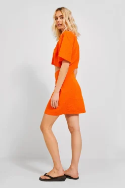 Jack & Jones Vestido Mini Camisero Cut Out Naranja Outlet
