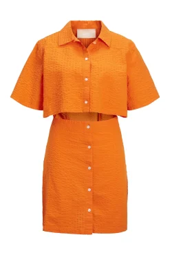 Jack & Jones Vestido Mini Camisero Cut Out Naranja Outlet
