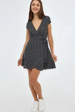 Inside Vestido Mini Con Estampado Negro Hot