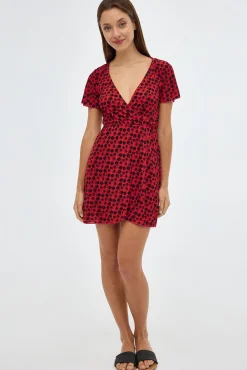 Inside Vestido Mini Con Estampado Estampado Rojo Hot