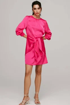 Vila Vestido Mini De Manga Larga. Rosa New