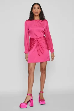 Vila Vestido Mini De Manga Larga. Rosa New