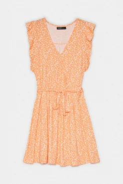 Inside Vestido Mini Estampado Floral Estamapado Naranja Clearance