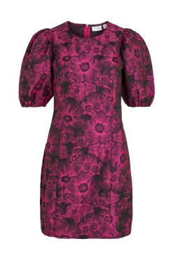 Vila Vestido Mini Jacquard Rosa Best