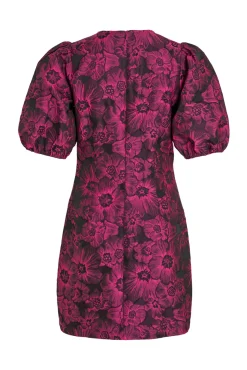 Vila Vestido Mini Jacquard Rosa Best