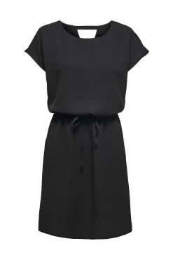 Only Vestido Mini Manga Corta Y Apertura En Las Espalda. Negro Hot