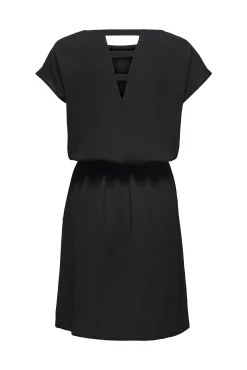 Only Vestido Mini Manga Corta Y Apertura En Las Espalda. Negro Hot