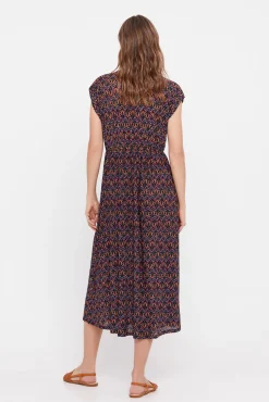 Cortefiel Vestido Plisado Estampado Negro Hot