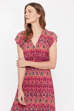 Cortefiel Vestido Plisado Estampado Multicolor