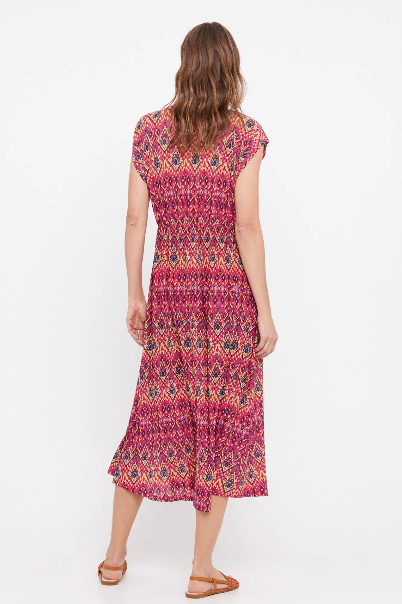 Cortefiel Vestido Plisado Estampado Multicolor