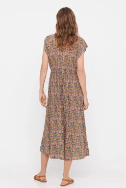 Cortefiel Vestido Plisado Estampado Estampado Blanco Online