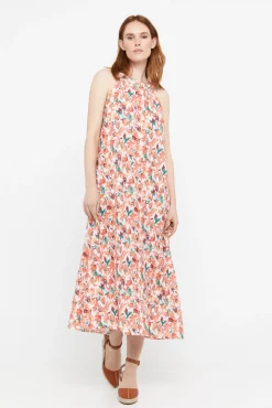 Cortefiel Vestido Plisado Halter Marfil