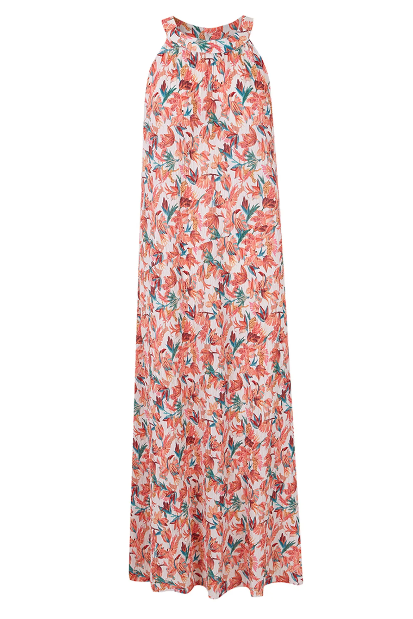 Cortefiel Vestido Plisado Halter Marfil