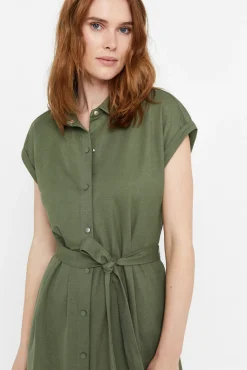 Cortefiel Vestido Polo Pique Verde Outlet