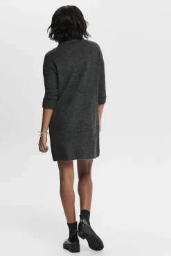 Only Vestido Punto Cuello Cisne Gris Medio Outlet