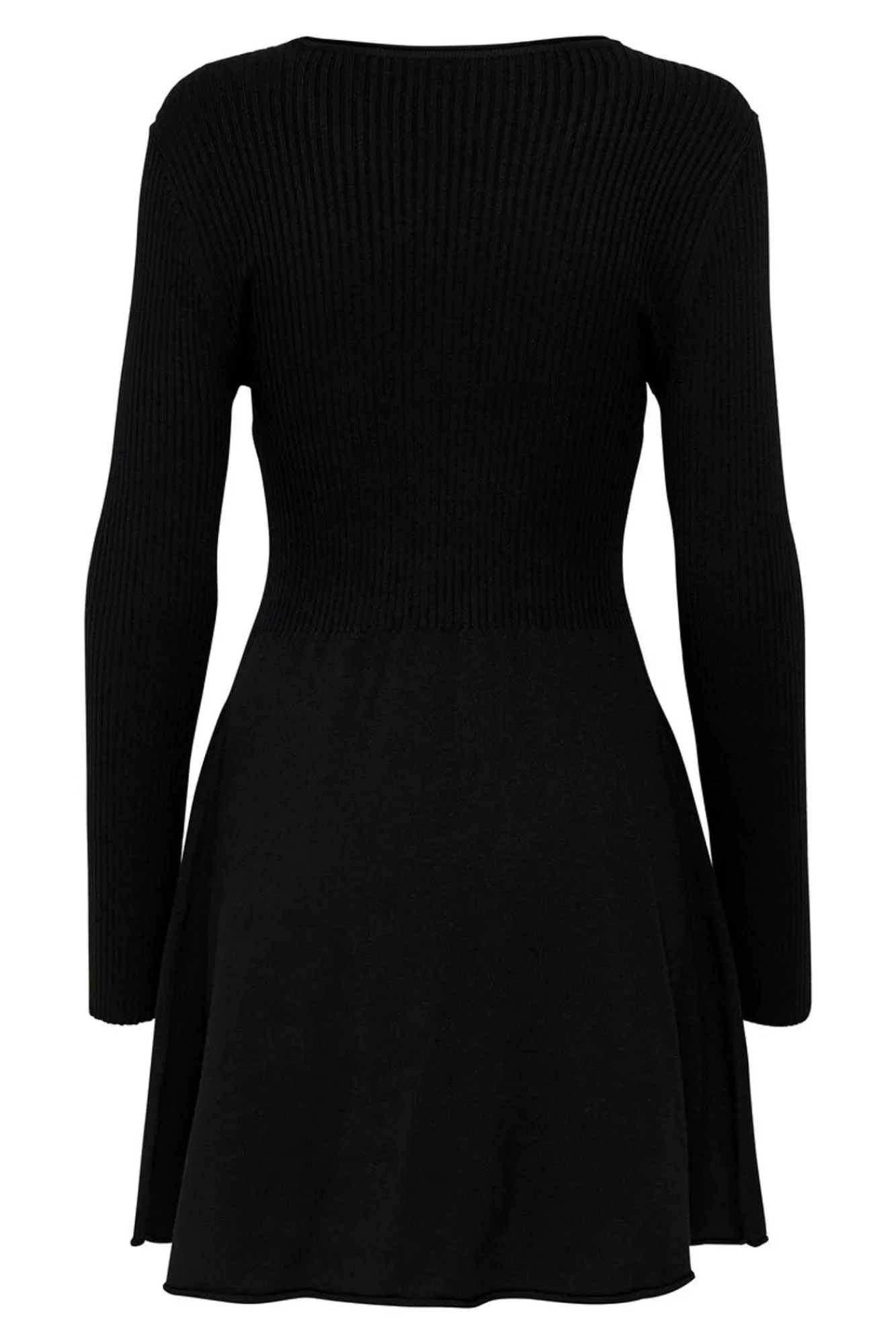 Only Vestido Punto Cuello Redondo Manga Larga Negro Online