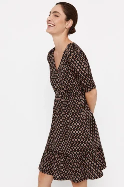 Cortefiel Vestido Punto Estampado Negro Best