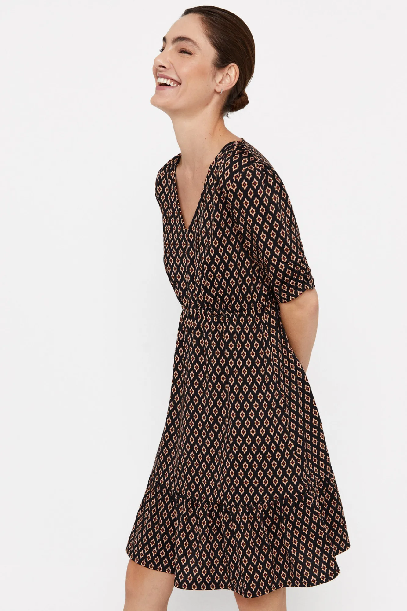 Cortefiel Vestido Punto Estampado Negro Best