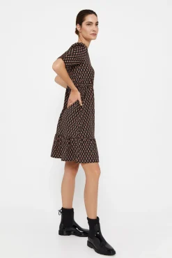 Cortefiel Vestido Punto Estampado Negro Best