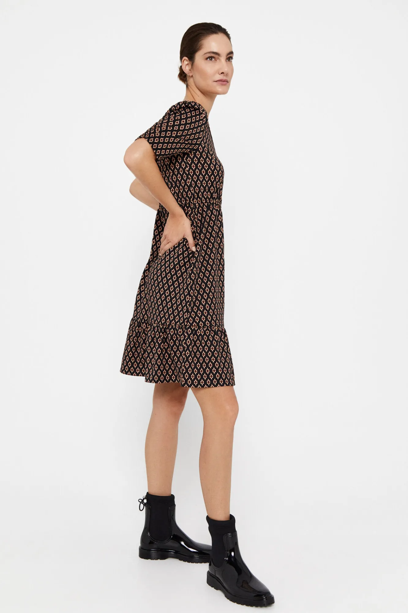 Cortefiel Vestido Punto Estampado Negro Best