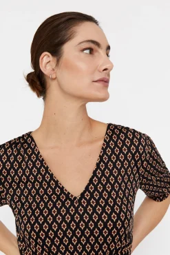 Cortefiel Vestido Punto Estampado Negro Best