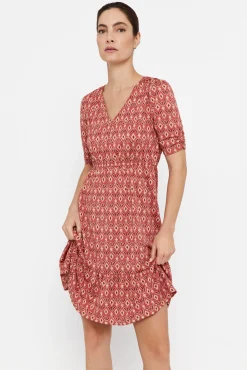 Cortefiel Vestido Punto Estampado Estampado Blanco Clearance
