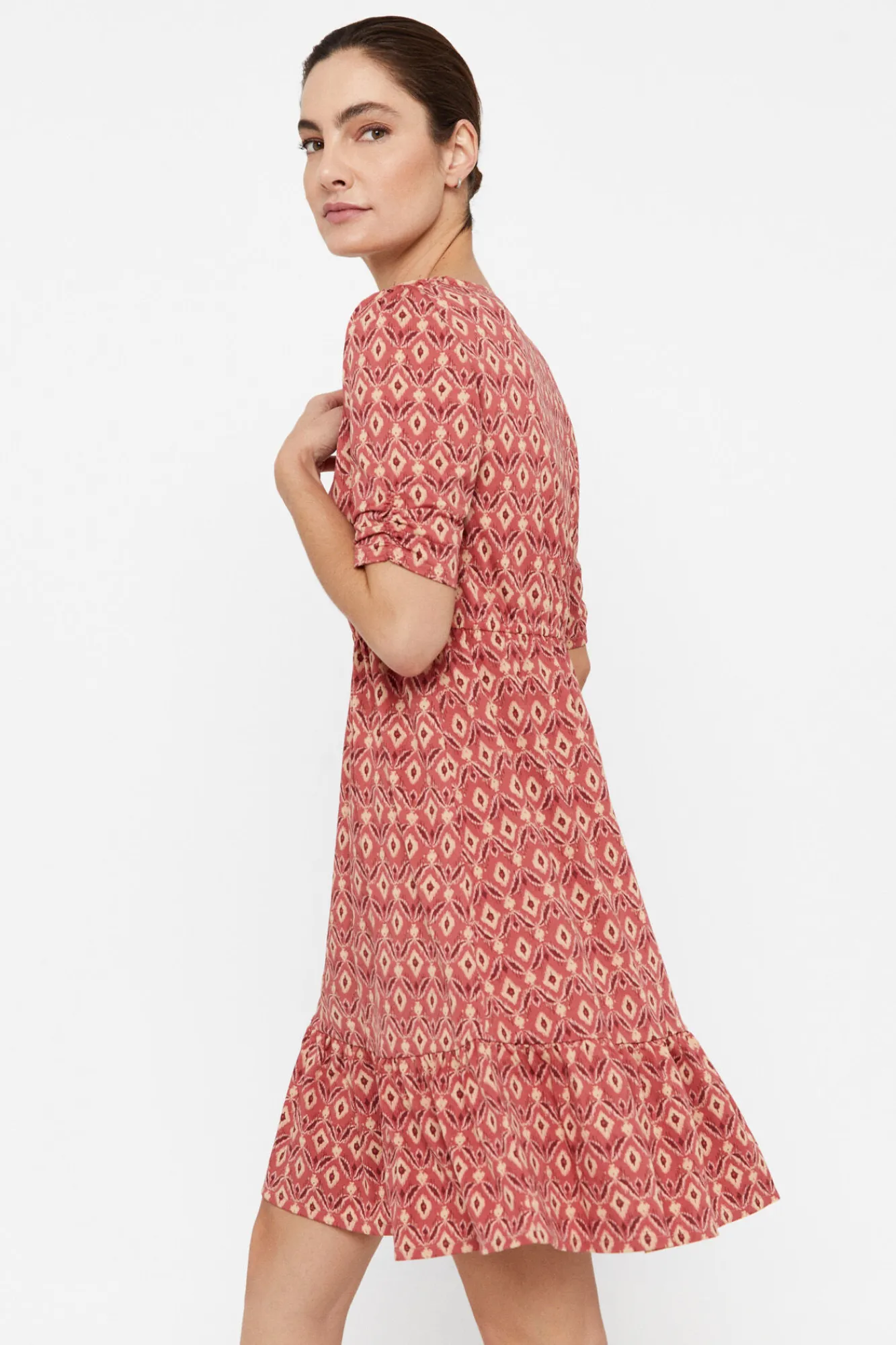 Cortefiel Vestido Punto Estampado Estampado Blanco Clearance