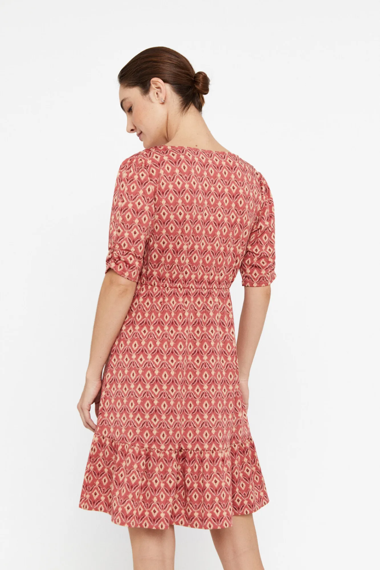 Cortefiel Vestido Punto Estampado Estampado Blanco Clearance