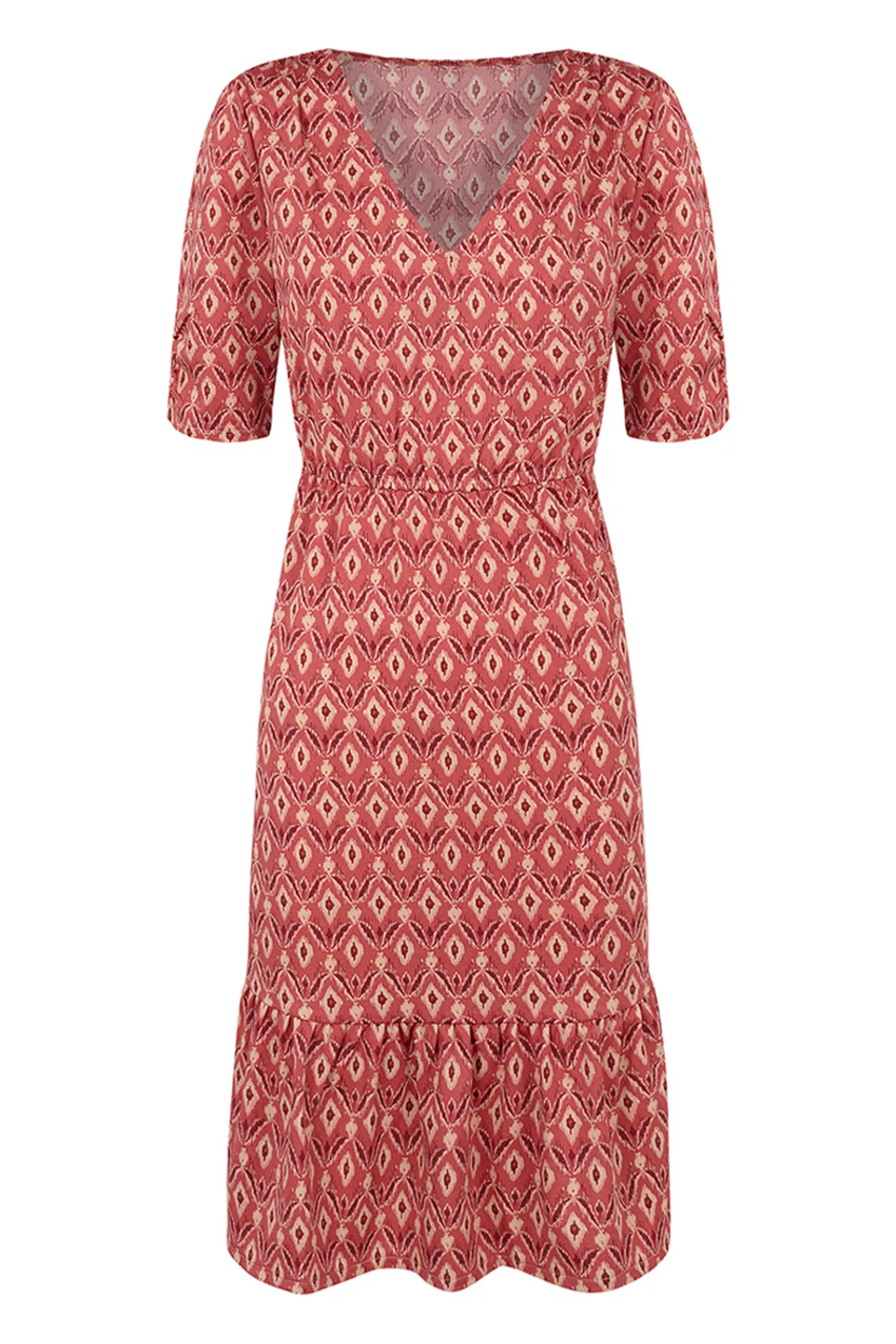 Cortefiel Vestido Punto Estampado Estampado Blanco Clearance
