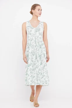 Cortefiel Vestido Punto Estampado Plisado Estampado Blanco Outlet