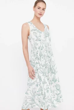 Cortefiel Vestido Punto Estampado Plisado Estampado Blanco Outlet