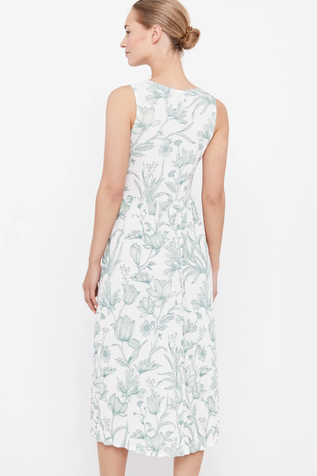 Cortefiel Vestido Punto Estampado Plisado Estampado Blanco Outlet