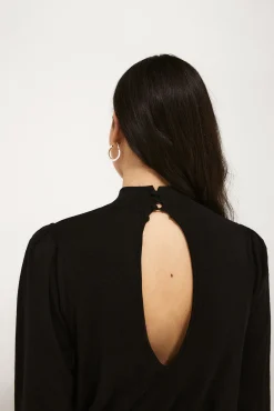 High Spirits Vestido Punto Flecos Negro