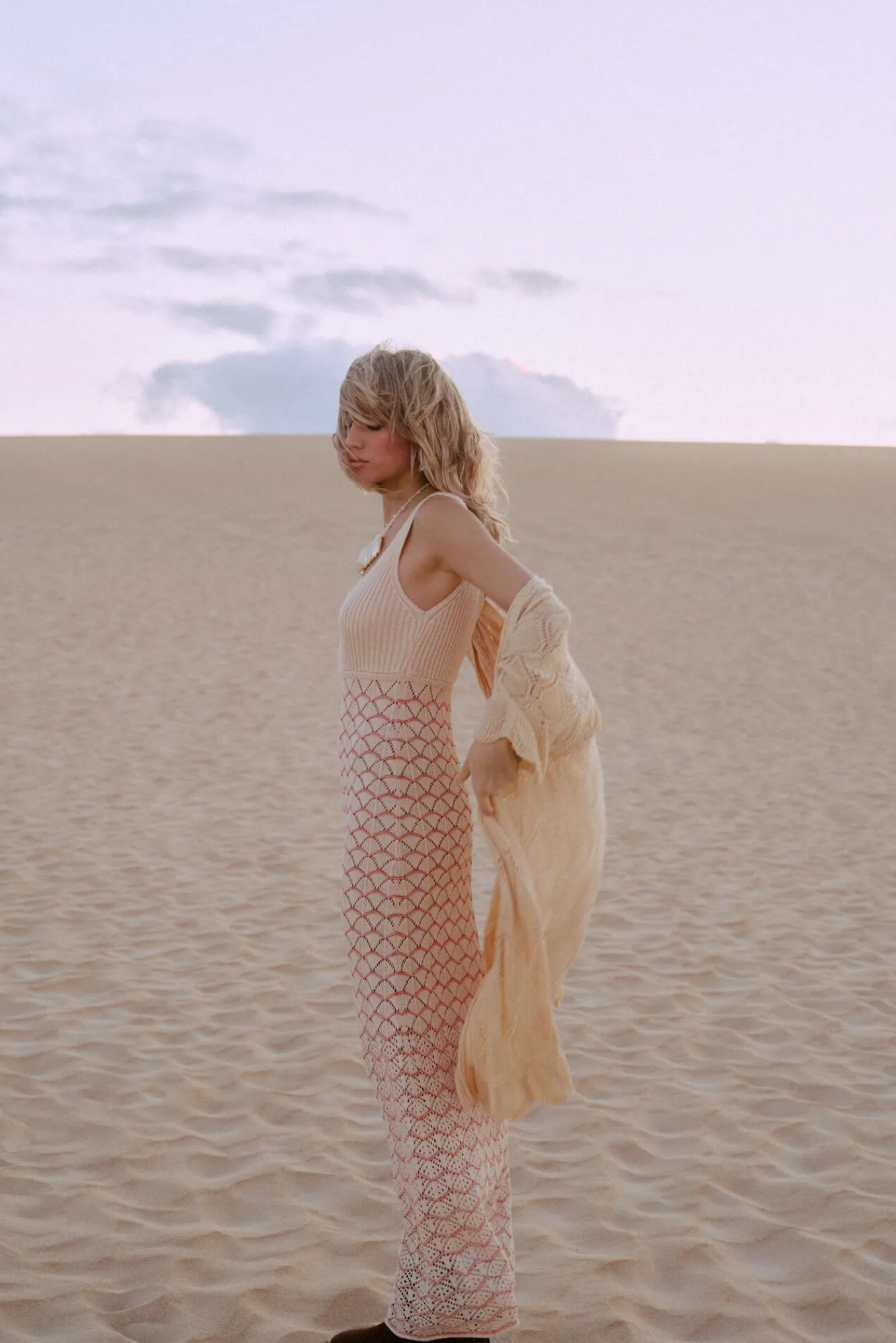 Slowlove Vestido Punto Ondas Marfil Clearance