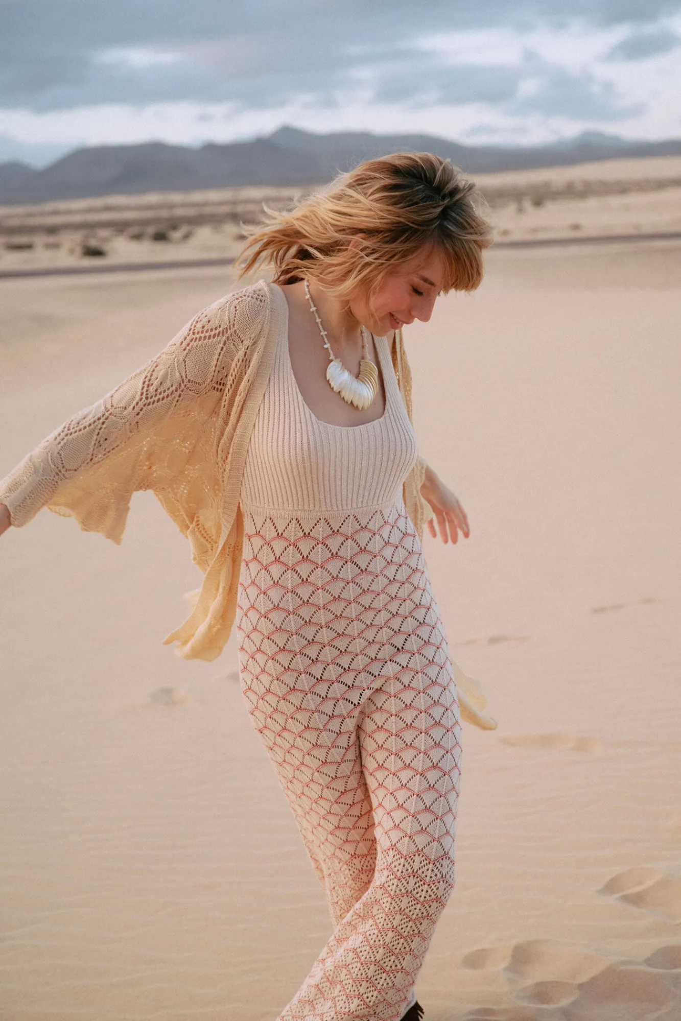 Slowlove Vestido Punto Ondas Marfil Clearance
